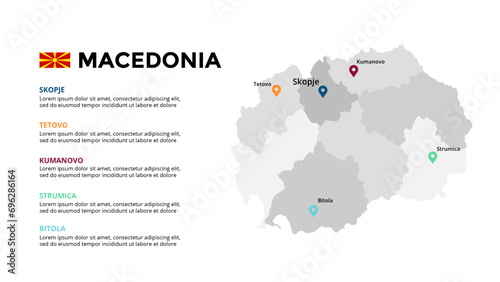 Macedonia Infographic maps for countries elements design for presentation, can be used for presentation, workflow layout, diagram, annual report, web design. photo