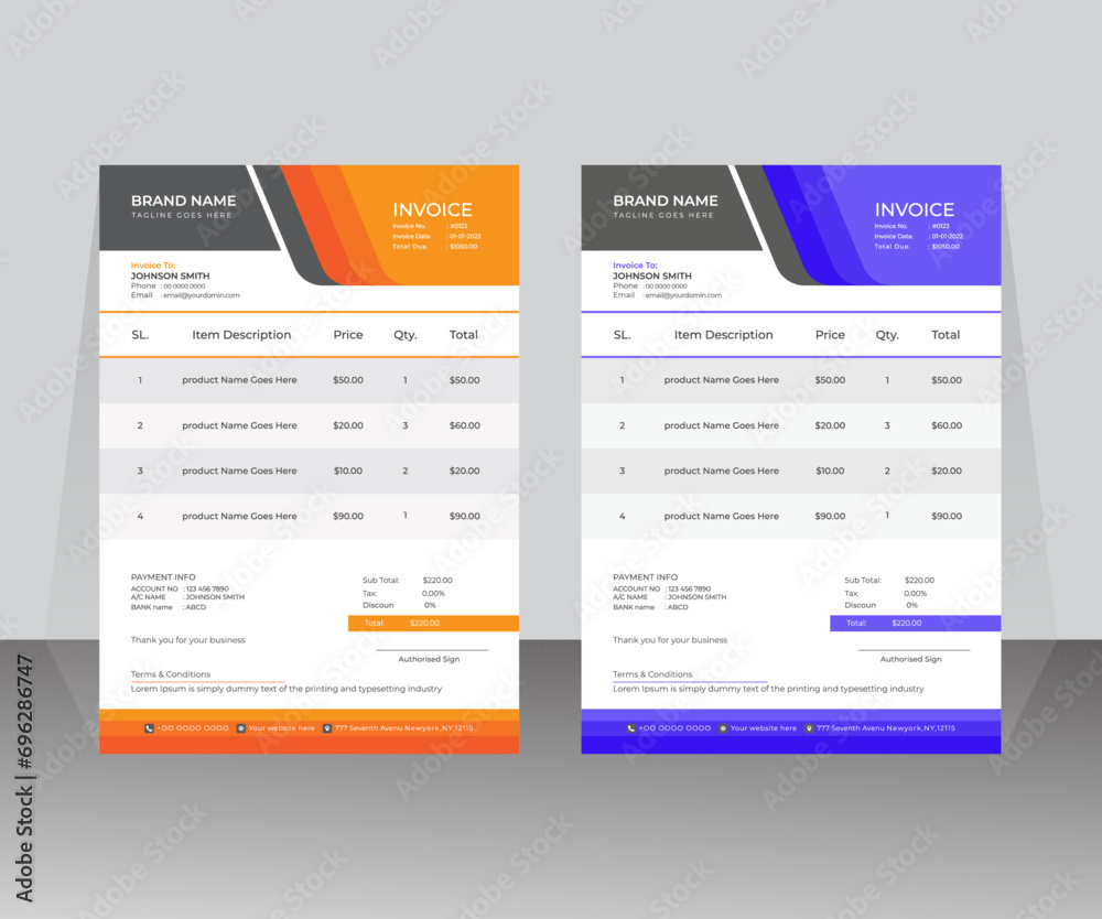 Creative and modern invoice template design Creative and modern invoice template design