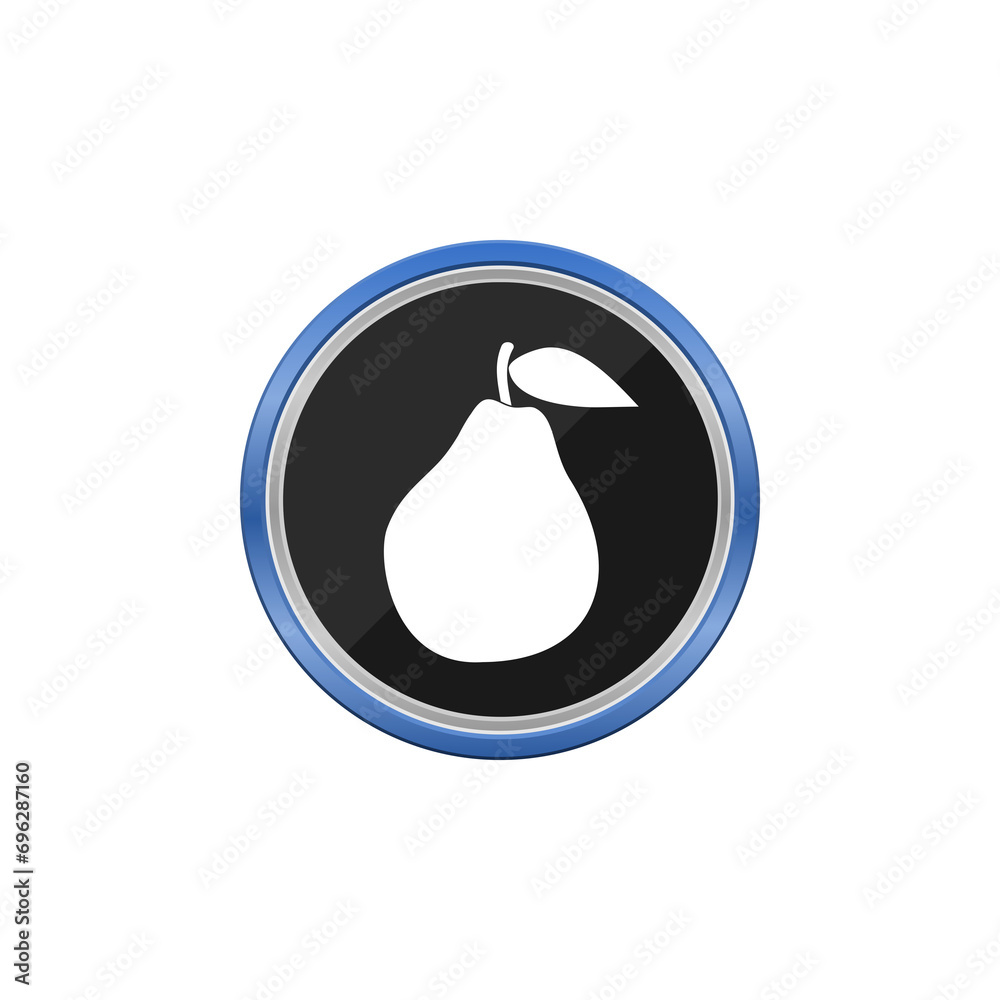 Pear blue button icon isolated on transparent background Pear blue button icon isolated on transparent background
