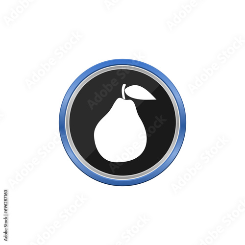  Pear blue button icon isolated on transparent background