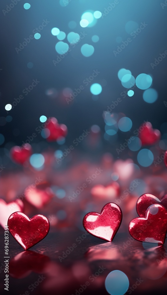 Valentine's day background with red hearts and bokeh Valentine's day background with red hearts and bokeh