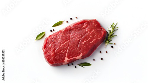 Fresh grilled steak isolated, on white background, seen from above
