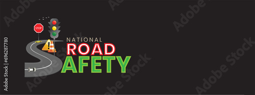 Creative Editable Template Design for National Road Safety Week. 1 to 17 January Every Year, Suitable for Posters, Banners, campaigns and greeting cards. 