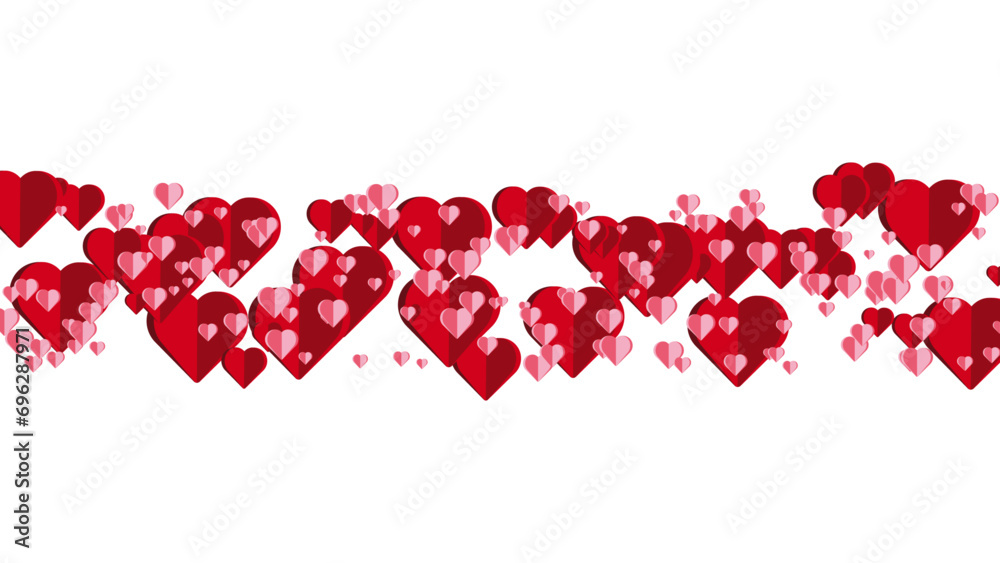 Valentine's Day background with red heart. Love frame decoration isolated element.