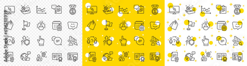 Outline Cursor, Internet and Outsource work line icons pack for web with Delegate question, Fingerprint, Deflation line icon. Baggage calendar, Clipboard, Seo certificate pictogram icon. Vector
