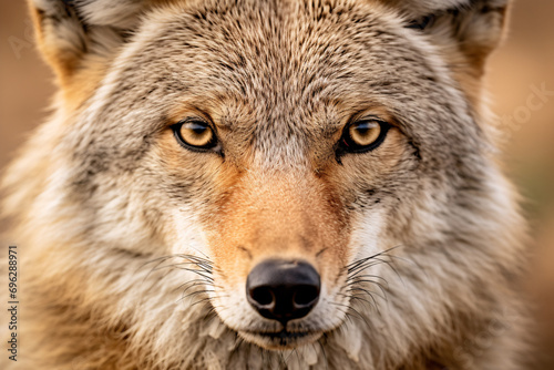Face of wild coyote