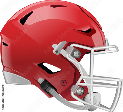 Red modern realistic helmet for American Football