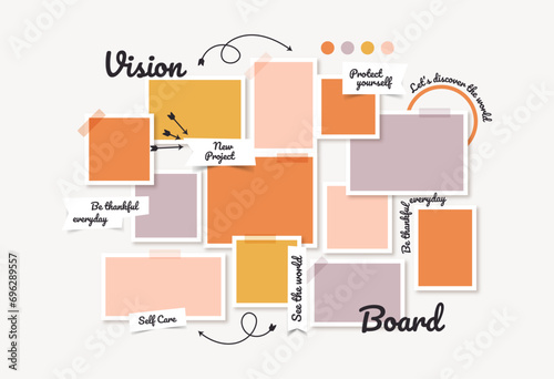 Vector photo collage template moodboard pictures grids vector illustration