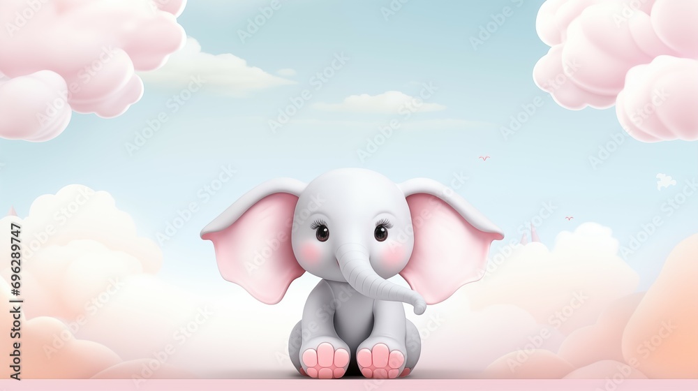 An elephant sits in the middle of a field of pink clouds An elephant sits in the middle of a field of pink clouds