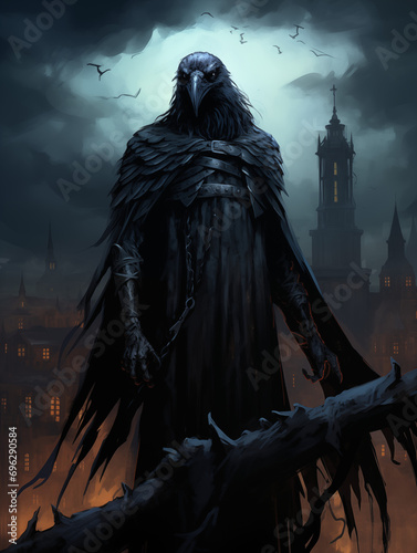 crow lord illustration - generative ai photo