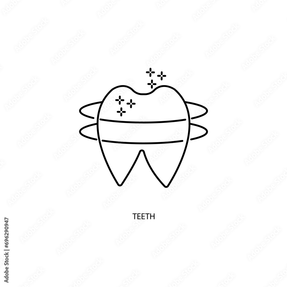 Teeth cleaning concept line icon. Simple element illustration. Teeth cleaning concept outline symbol design.