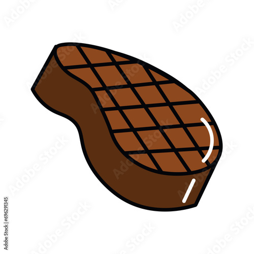 Meat product of food colorful set. In this carefully crafted artwork, the intricate design accentuates the mouthwatering meat steak, inviting you to savor every stroke. Vector illustration.