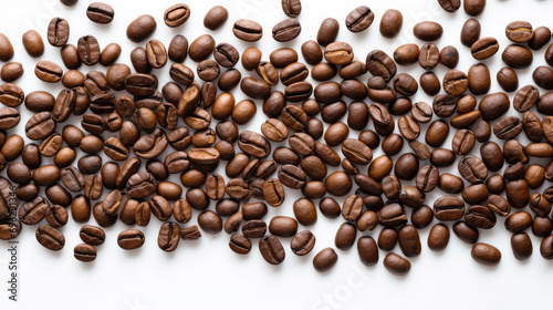 Elegant and detailed coffee bean display in a top view. Utilizes a modern mockup template against a crisp white background  suitable for creative projects.