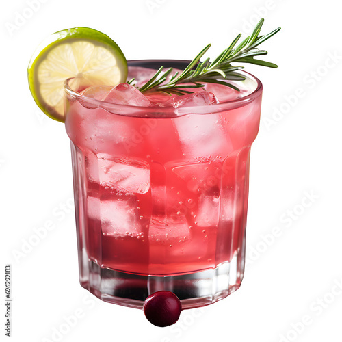 Cold season drink - cranberry cocktail isolated on transparent background Generative AI	
