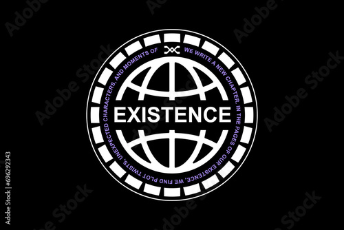 Streetwear typography existance aesthetic quotes graphic tee design templates
