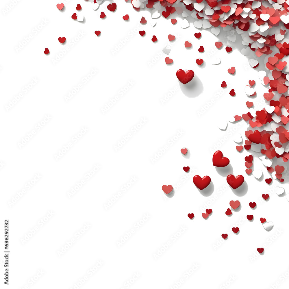 Whipped a blank field with space for your own content on the sides pink white red hearts, Valentine's Day card.Bright background, banner with space for your own content.