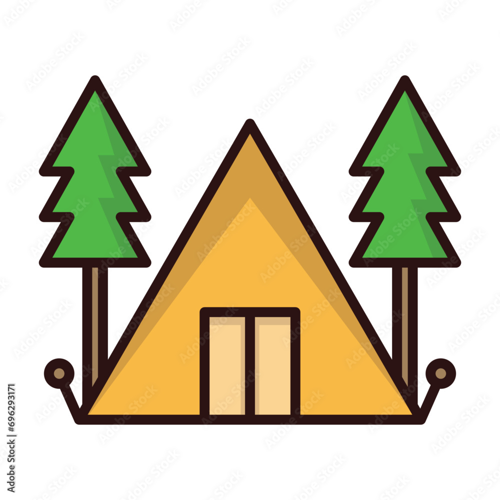Obraz premium Camping tent camp icon vector on trendy design