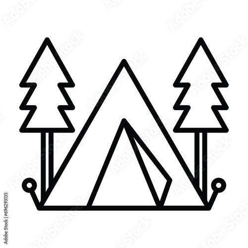 Camping tent camp icon vector on trendy design