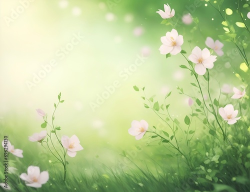 Close up green lush background. AI generated illustration