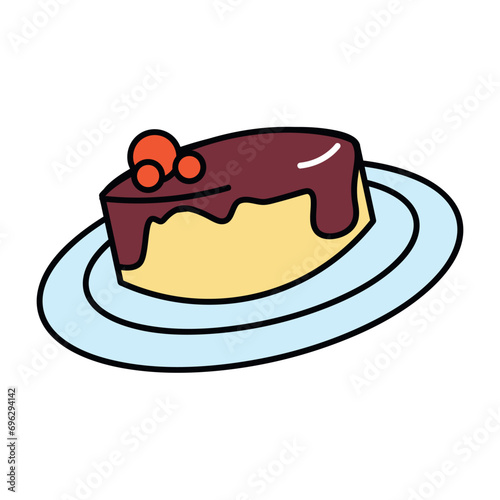 French product of food colorful set. This captivating image pays homage to the allure of French cuisine with a mouthwatering sweet panna cotta. Vector illustration.