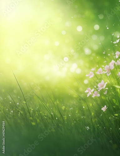 Close up green lush background. AI generated illustration