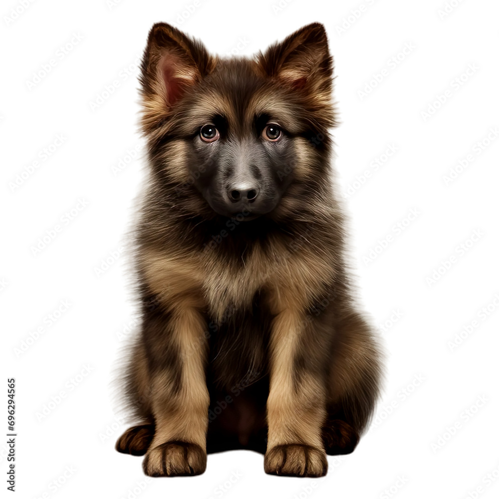 Baby cute German shepherd dog sitting, isolated on transparent or white background Baby cute German shepherd dog sitting, isolated on transparent or white background
