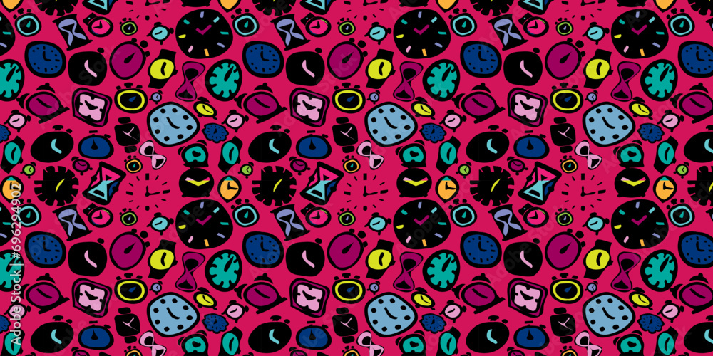 clock abstract full color with pink background seamless pattern clock abstract full color with pink background seamless pattern