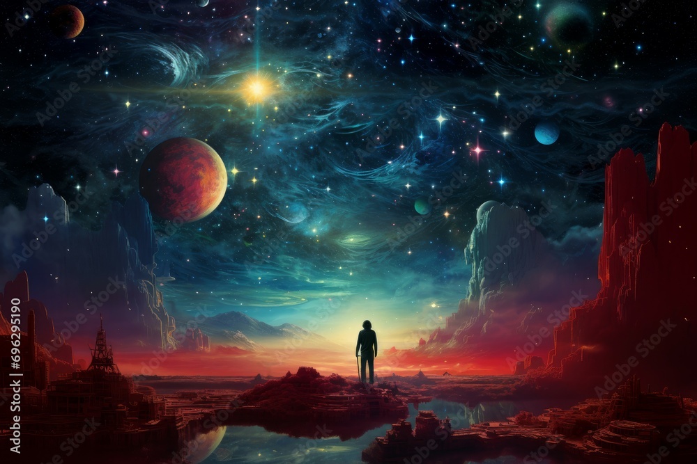 Intergalactic Love across universe. Night heart love. Generate Ai Intergalactic Love across universe. Night heart love. Generate Ai