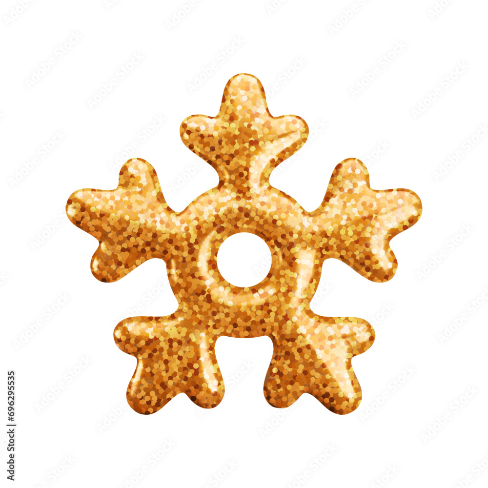 Vector 3d gold glitter snowflake icon on white background. Cute realistic Christmas, New year and winter shiny golden sparkling snow symbol. 3d render snowflake for print, decoration, greeting card Vector 3d gold glitter snowflake icon on white background. Cute realistic Christmas, New year and winter shiny golden sparkling snow symbol. 3d render snowflake for print, decoration, greeting card