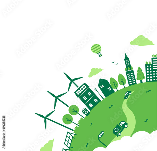 Ecology motif vector illustration for corner design ( SDGs,  nature conservation )