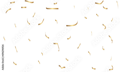 Abstract golden confetti falling down bokeh glitter on transparent background. Design for holyday and celebration background.