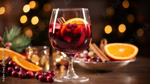 Mulled wine christmas cocktail drink