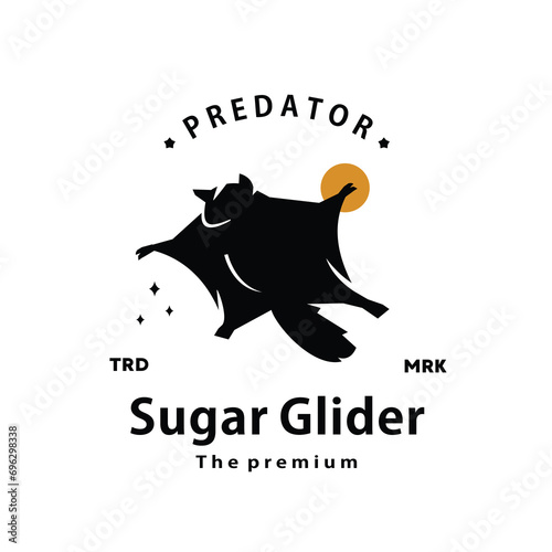 vintage retro hipster sugar glider logo vector outline silhouette art icon