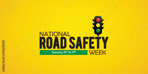 Creative Editable Template Design for National Road Safety Week. 1 to 17 January Every Year,  Suitable for Posters, Banners, campaigns and greeting cards.  photo