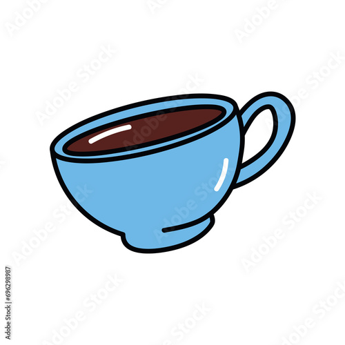 Product for breakfast of food colorful set. This charming breakfast-themed artwork spotlights a steaming cup of coffee. Vector illustration.
