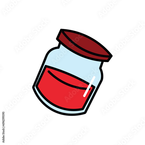 Product for breakfast of food colorful set. Demonstration of the simplicity and healthiness of a morning ritual through this breakfast-themed illustration of jam. Vector illustration.
