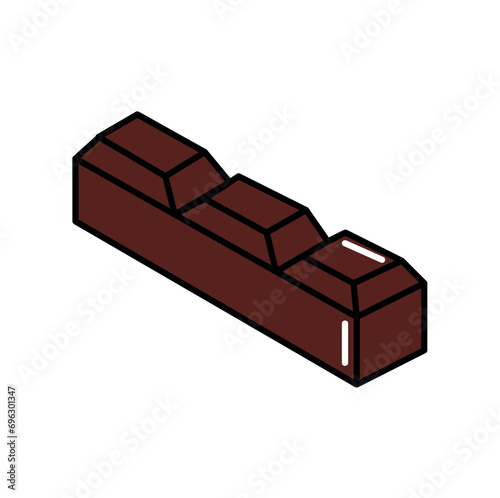 Chocolate of food colorful set. The rich and sweet bar of chocolate adds a luscious touch to the overall design, creating a perfect balance. Vector illustration.