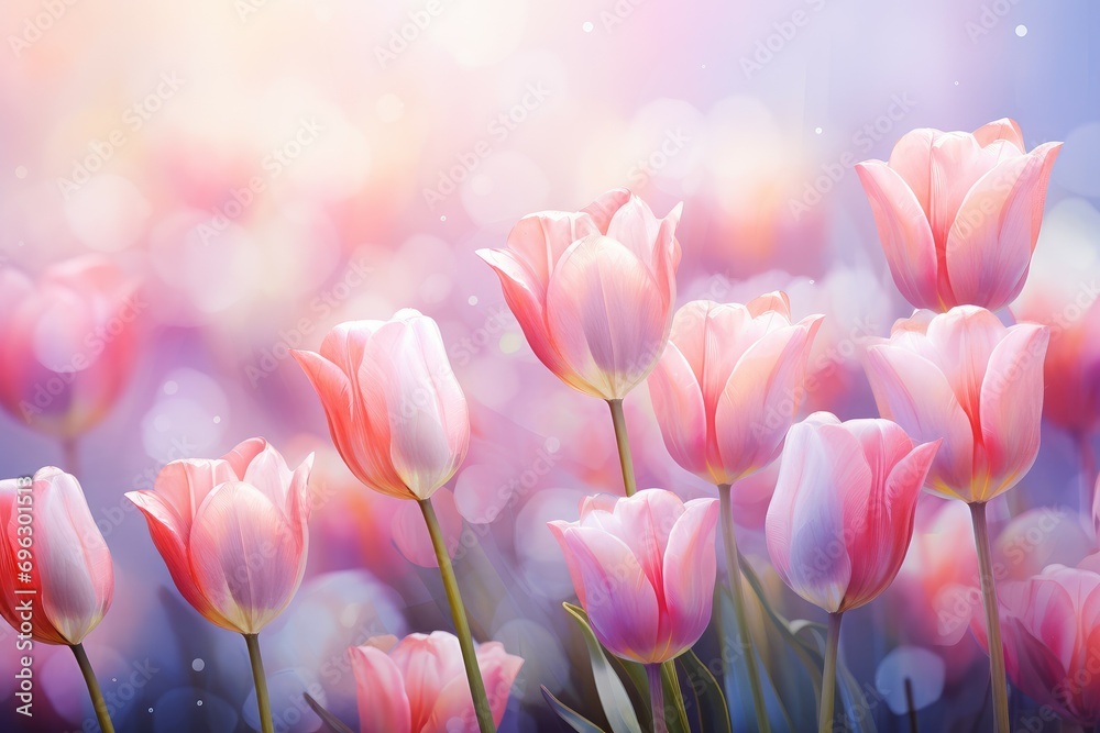 Breathtaking Majestic blossom tulips. Summer nature plant. Generate Ai