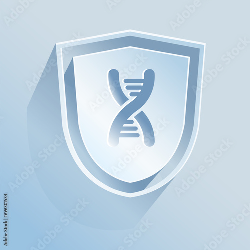 Cardiac arrhythmia, life insurance.
The shield icon is made of paper on a blue background.
Medicine, Safety, life insurance. A vector image.