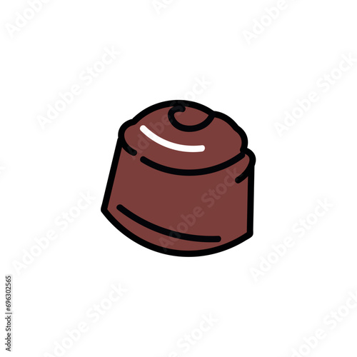 Chocolate of food colorful set. This enticing chocolate candy illustration adds depth to the decadence, all set against a pure white canvas. Vector illustration.