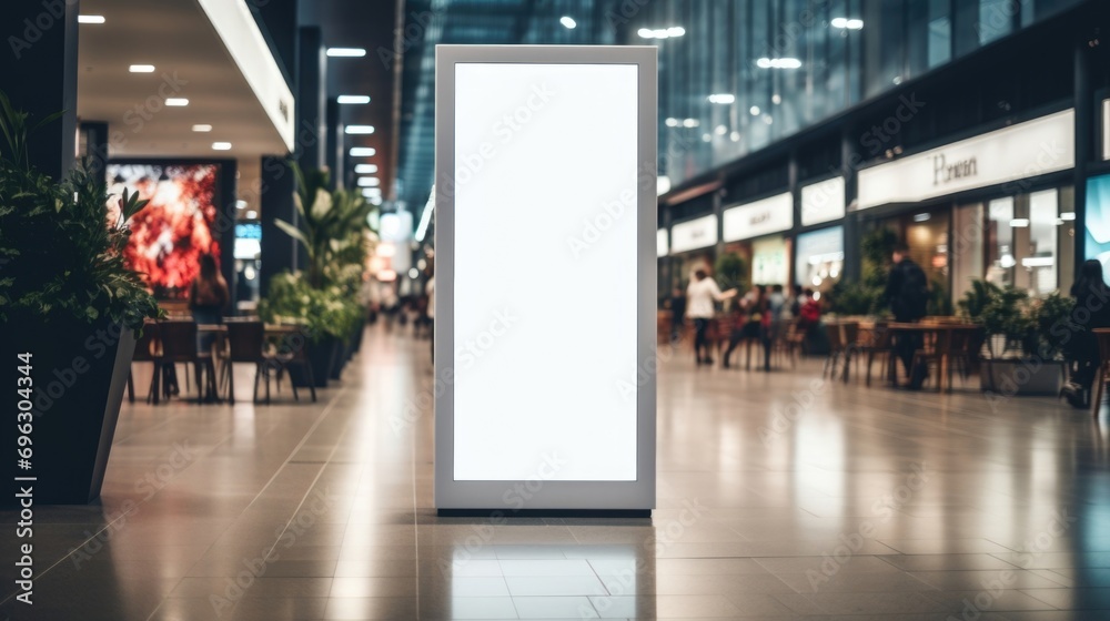 mockup billboard in a bustling shopping mall, capturing attention in a vibrant retail environment - obrazy, fototapety, plakaty 