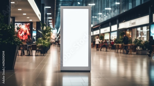 mockup billboard in a bustling shopping mall, capturing attention in a vibrant retail environment photo