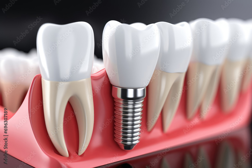modern denture on jaw mockup close up. dental prosthetics modern denture on jaw mockup close up. dental prosthetics