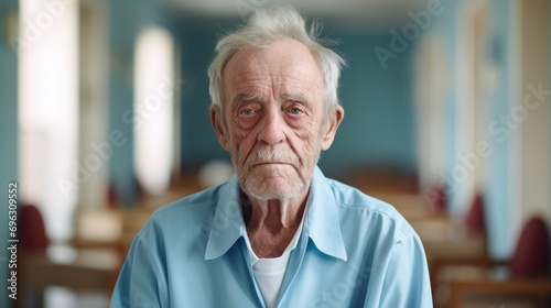 Portrait of a senior caucasian man in a nursing home