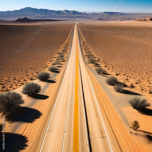 Endless highway in an arid landscape