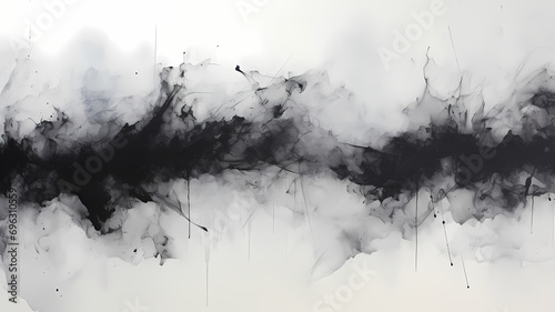 black spray paint splatter on gray background, abstract art, artistic simple background
