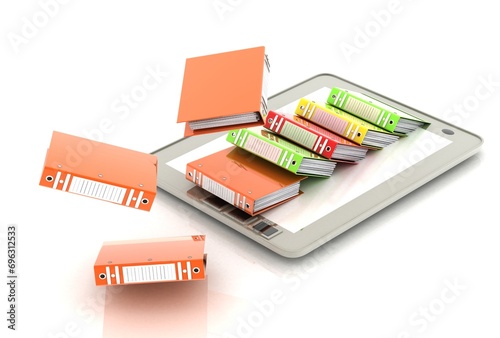 Tablet computer (documents folder). 3d Render Illustration.