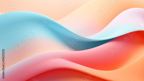 Abstract 3d wavy smooth background. Multicolor pastel colour palette. Aesthetic concept. Generative AI