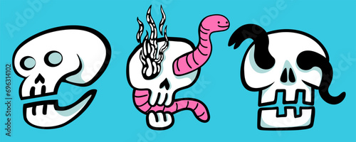 set of doodle elements in vector.halloween objects.image for stickers, print, app, design, web site, label, poster, postcard . Series of teenage icons