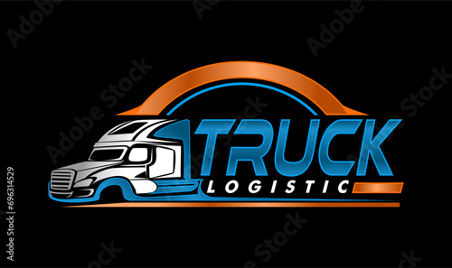 truck trailer transport logistics, delivery design template logo isolated isolated black background